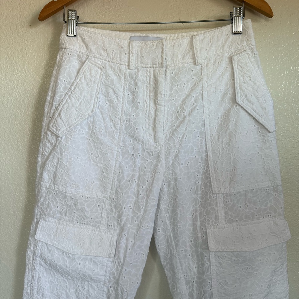 Derek Lam 10 Crosby Mila Utility Eyelet Cargo Pants in White Size 4 - Picture 3 of 12